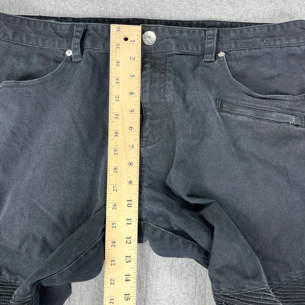Armani Exchange Biker Pants Mens 38(37x32 Black Slim Fit Moto Ribbed Paneled